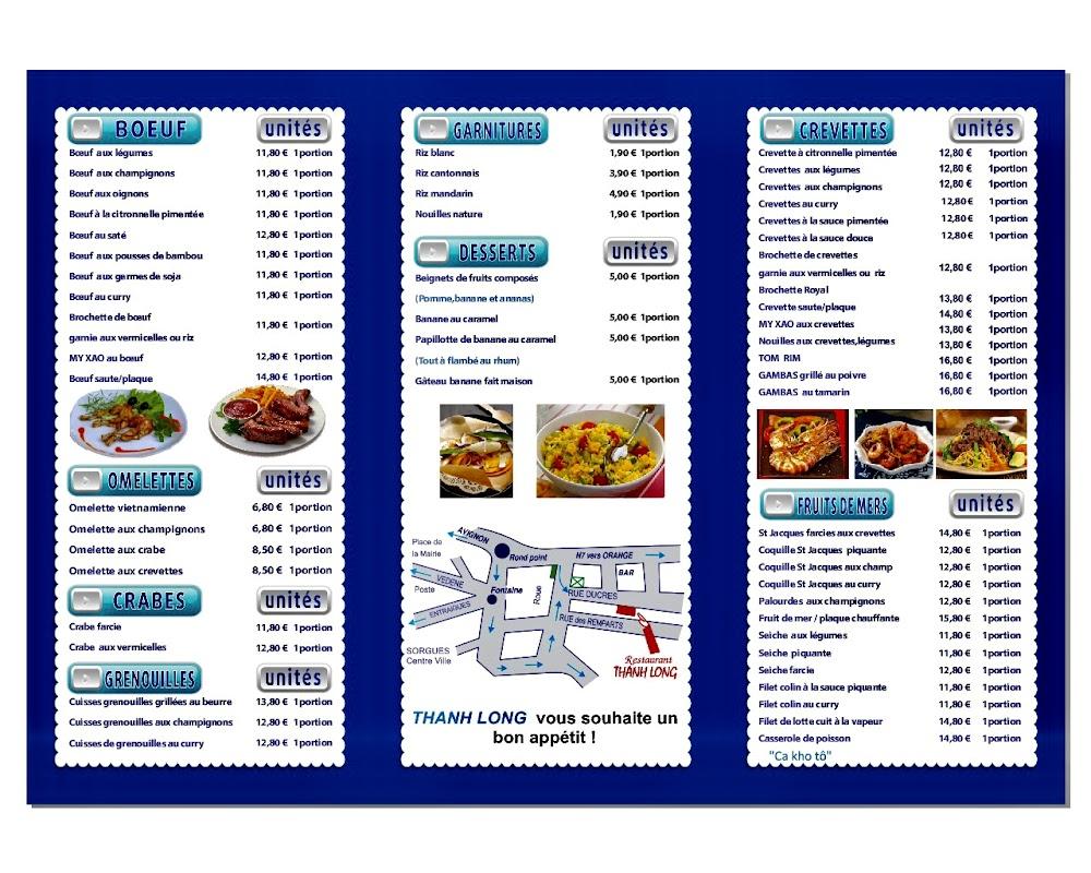 Thanh Long Restaurant - Menu Image 1